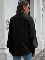 Button Up Dropped Shoulder Lantern Sleeve Shirt (15)