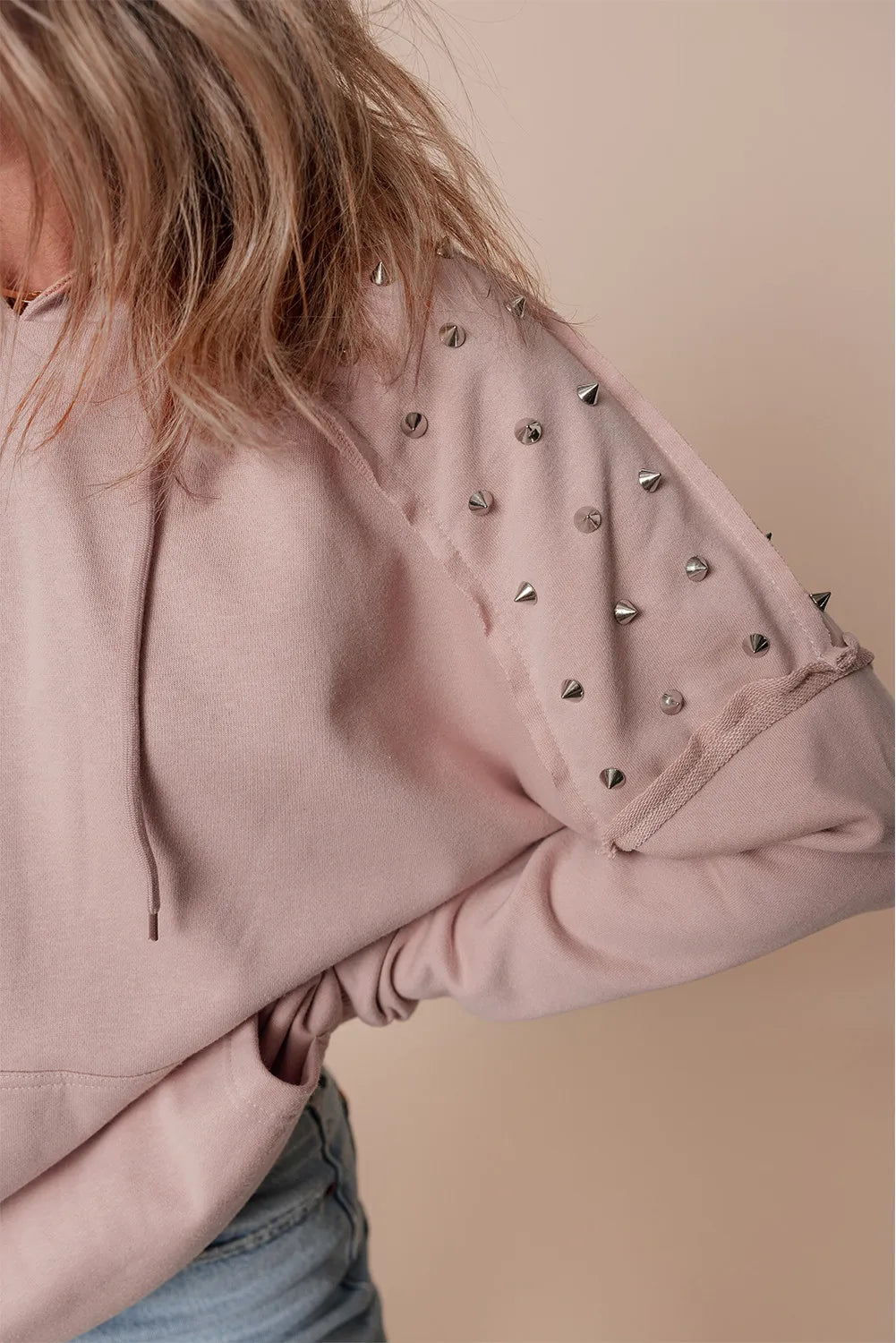 Rivet Drawstring Long Sleeve Hoodie (9)