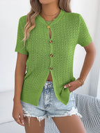 Button Up Short Sleeve Knit Cardigan (3)