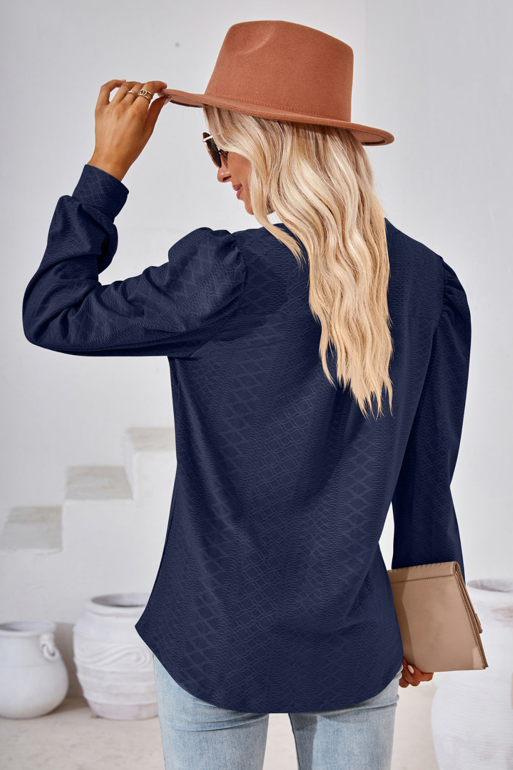 V-neck Puff Sleeve Blouse (8)