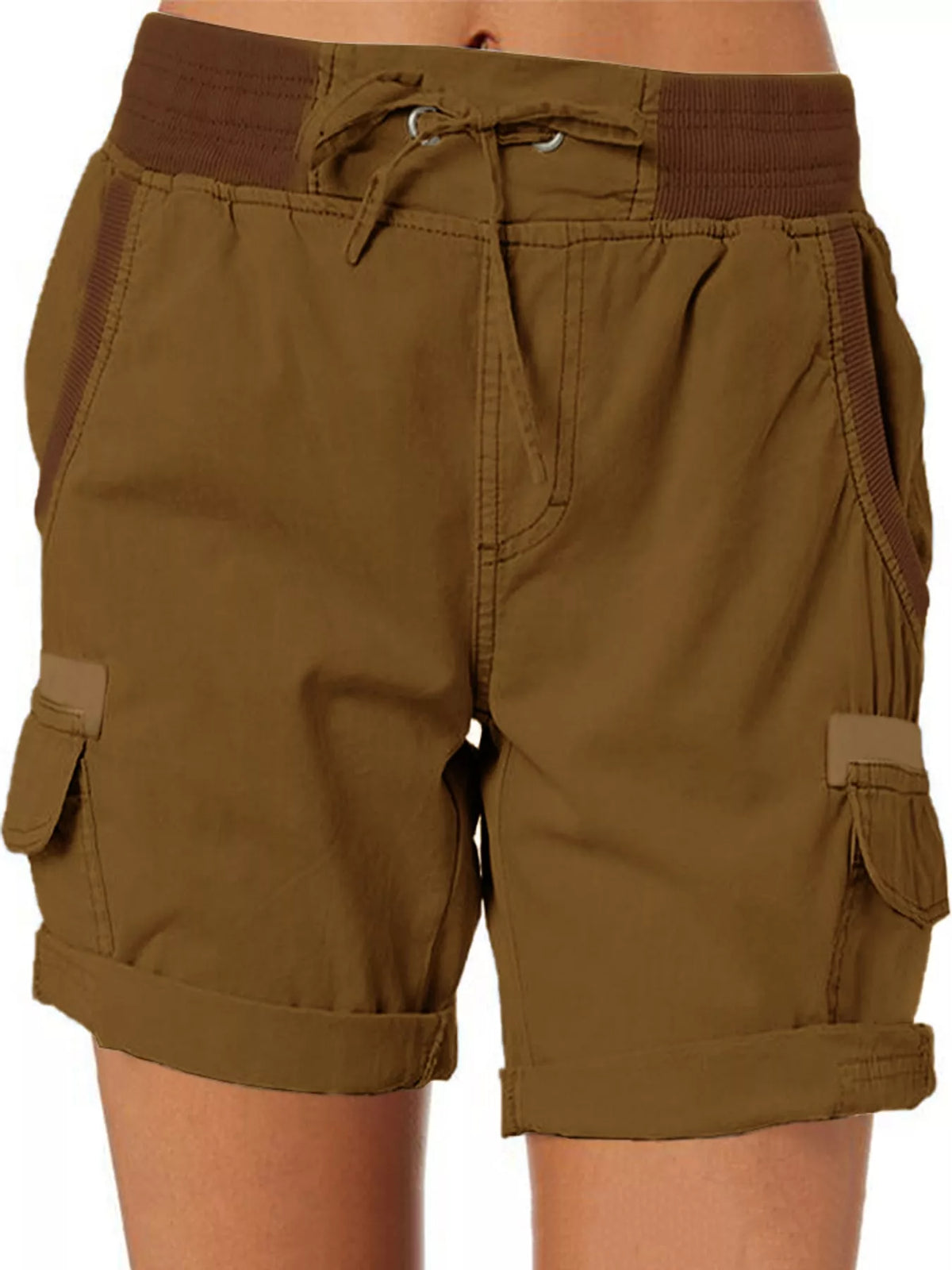 Full Size Drawstring Cargo Shorts Plus (28)