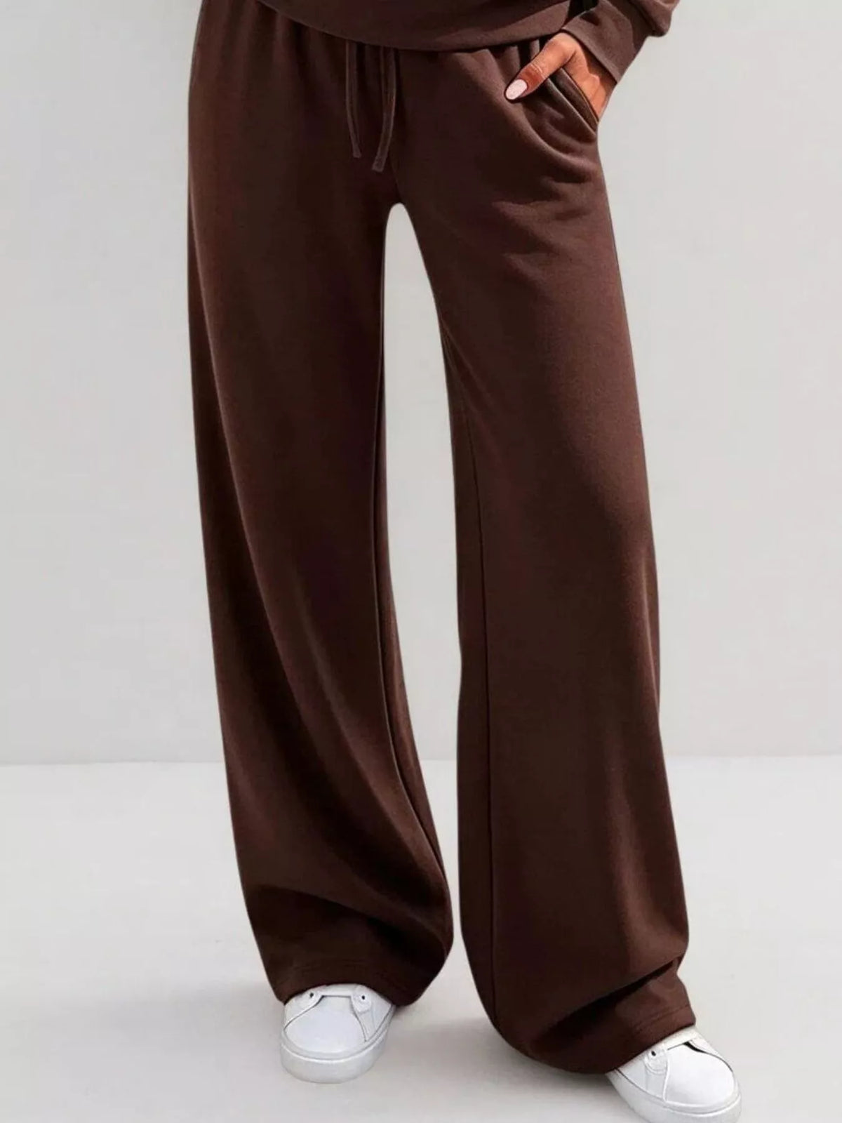 Button Detail Dropped Shoulder Top Pants Set (16)