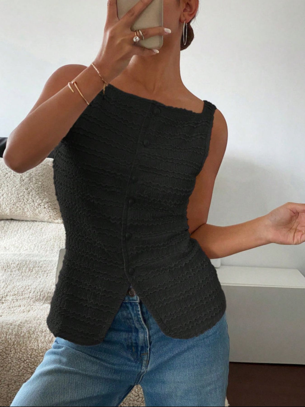 Textured Button-front Tank (16)
