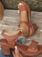 Peep Toe Block Heel Sandals (7)