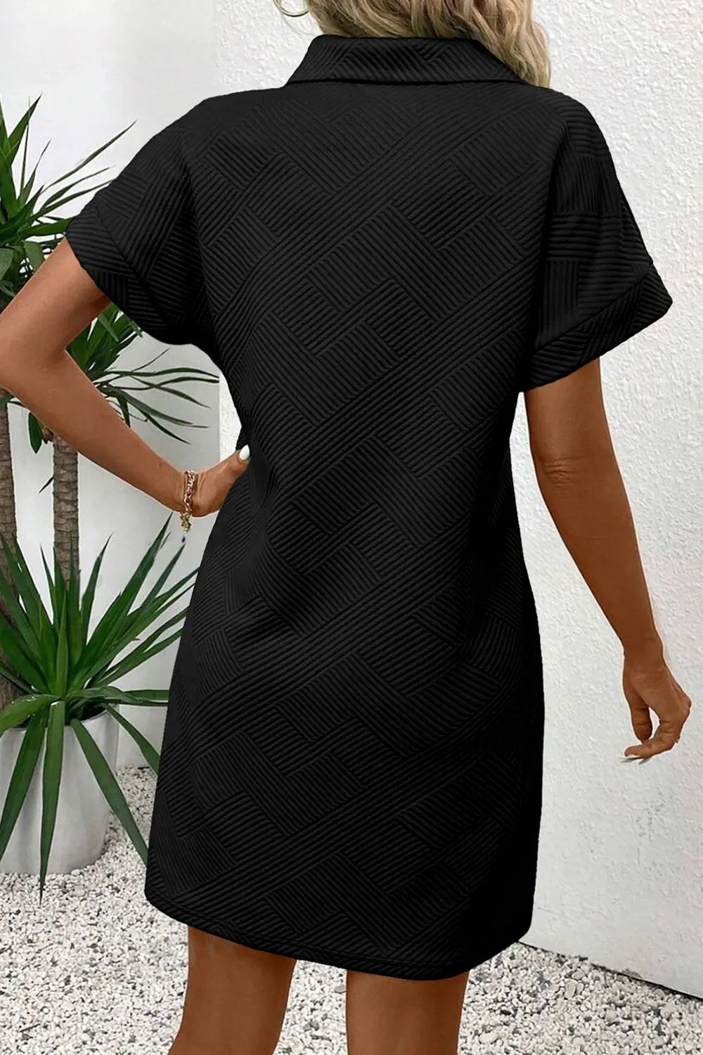 Button Front Short Sleeve Mini Dress (5)