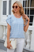 Swiss Dot Round Neck Short Sleeve T-shirt