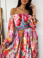 Slit Printed Off Shoulder Maxi Dress (4)