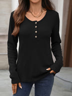 Waffle Knit Long Sleeve T-shirt (20)
