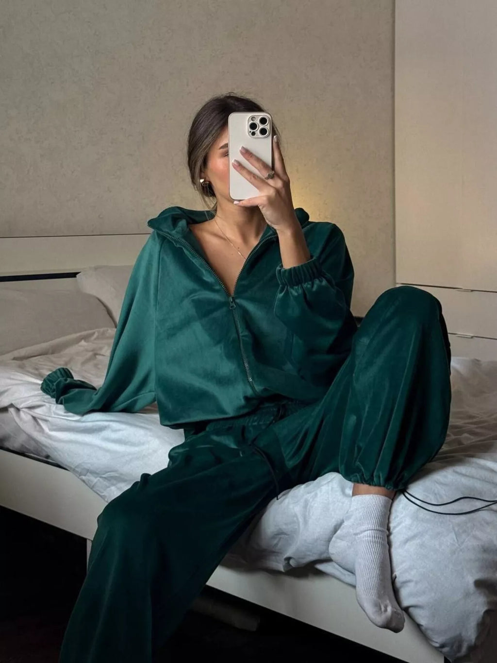 Zip Up Long Sleeve Outerwear Pants Set (11)