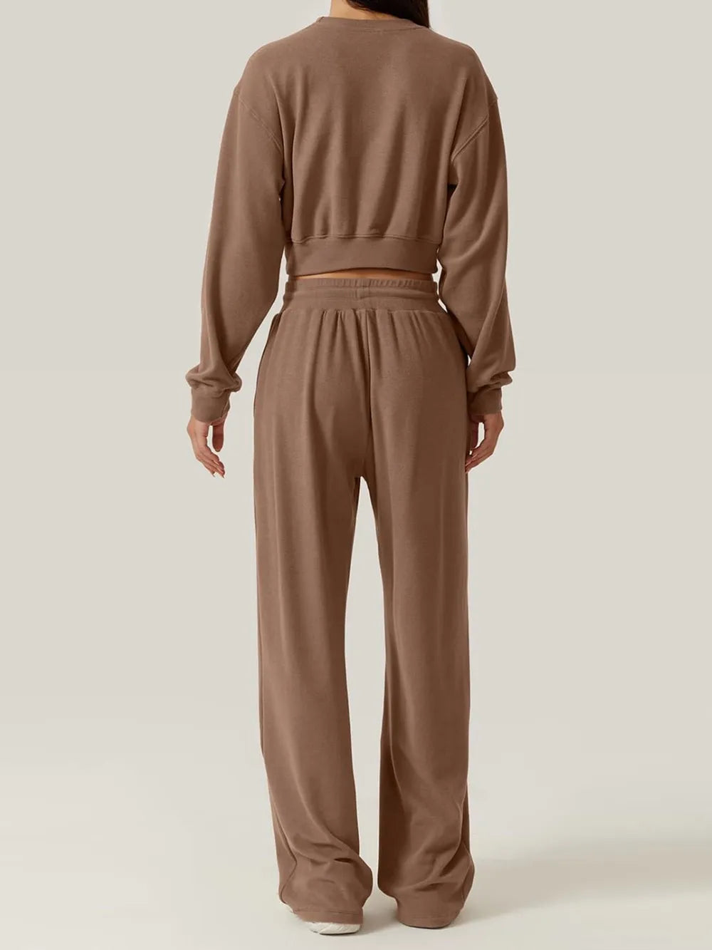 Crisscross Round Neck Top Drawstring Pants Set (2)