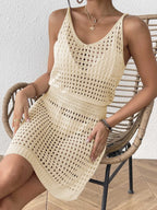 Crochet Knit Cover Up Mini Dress (9)