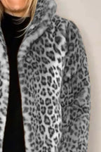 Full Size Leopard Furry Collared Neck Long Sleeve Coat (6)