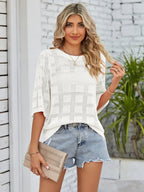Openwork Round Neck Knit Top (9)