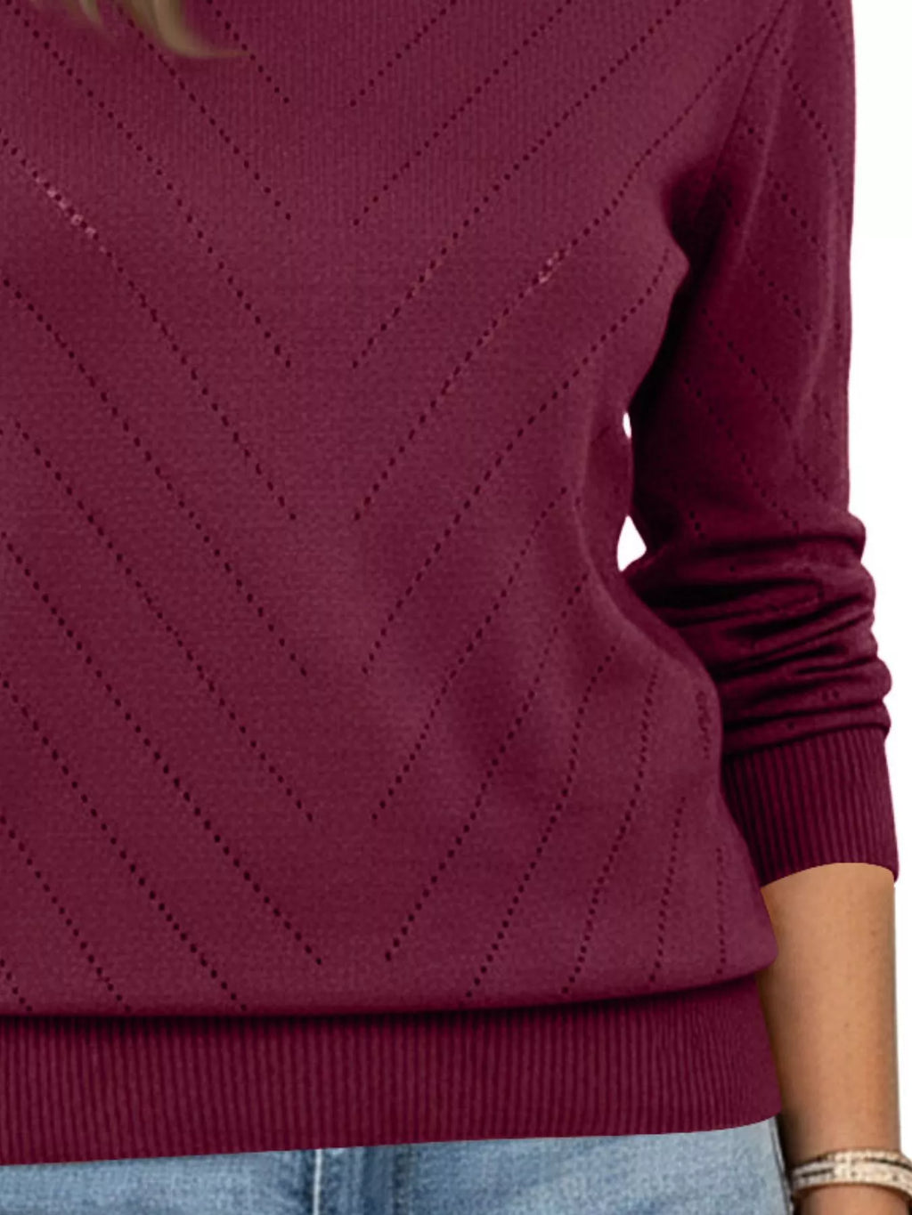 Openwork Round Neck Sweater (15)