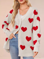 Heart Pattern Knit Button-up Cardigan (13)