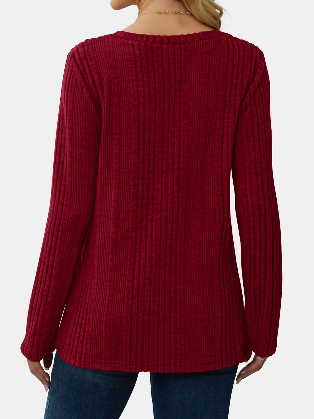 V-neck Long Sleeve T-shirt (2)