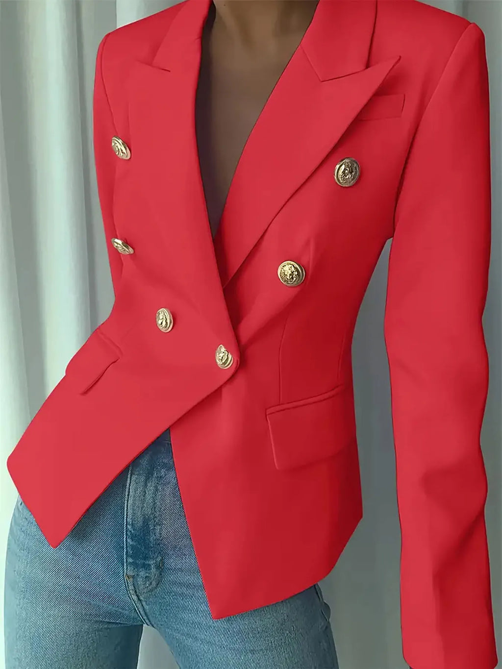Decor Button Lapel Collar Blazer (14)