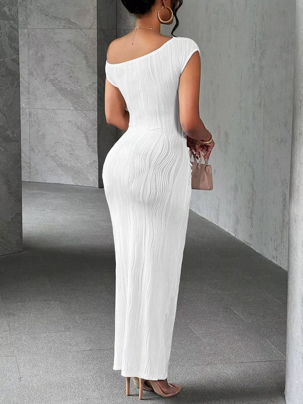 One-shoulder Textured Maxi Dress (3)