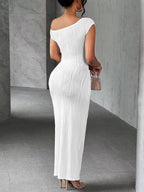 One-shoulder Textured Maxi Dress (3)