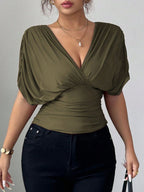 Ruched Surplice Short Sleeve Top (6)