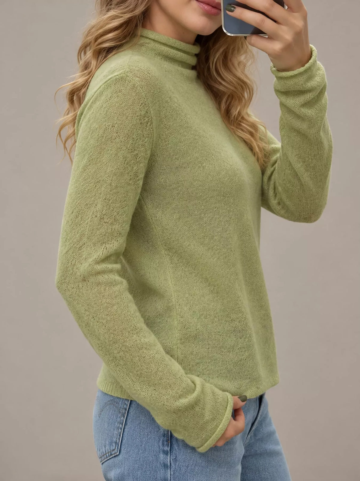 Sheer Turtleneck Knit Top (2)
