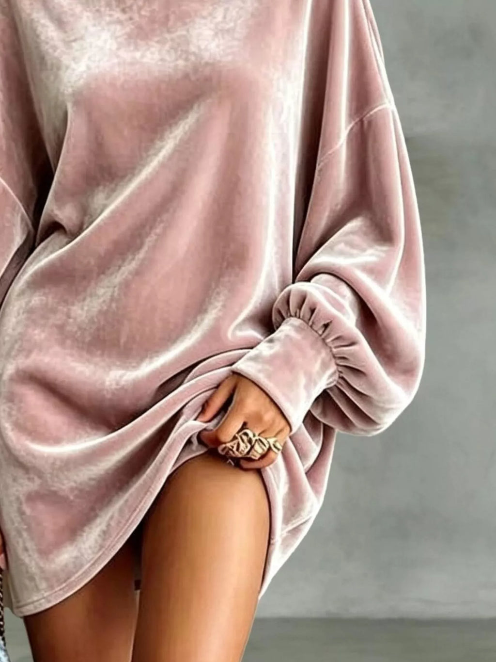 Full Size Mock Neck Velvet Mini Dress Plus (6)