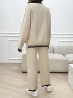 Round Neck Dropped Shoulder Top Pants Sweater Set (7)