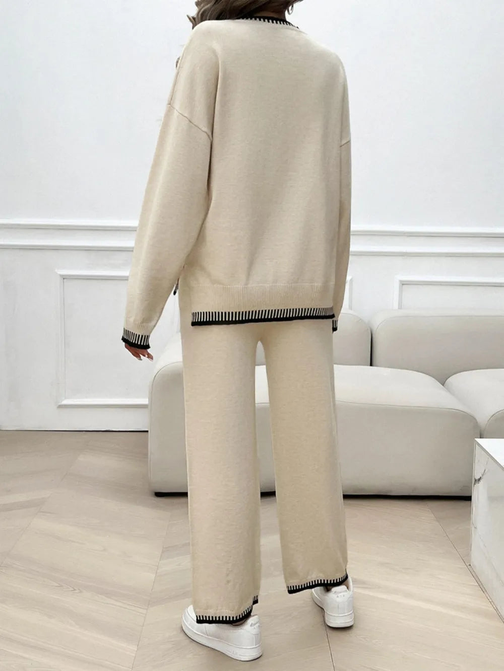 Round Neck Dropped Shoulder Top Pants Sweater Set (7)