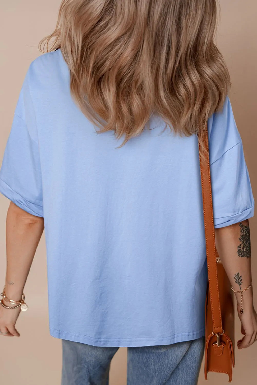 Loose Half Sleeve Hi Low Hem T Shirt (2)