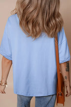 Loose Half Sleeve Hi Low Hem T Shirt (2)