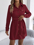 Button-front Corduroy Shirt Dress (5)