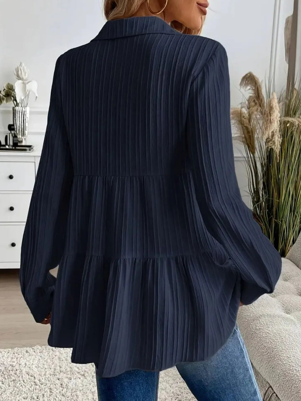 Striped Button-down Tiered Shirt (11)