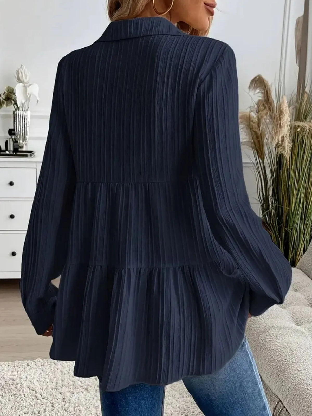 Striped Button-down Tiered Shirt (11)