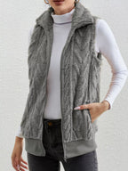 Full Size Cozy Faux Fur Zip-up Vest Coat Plus