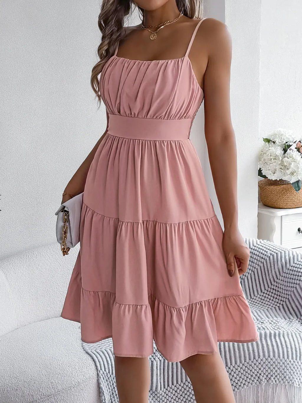Smocked Back Tiered Cami Dress (4)