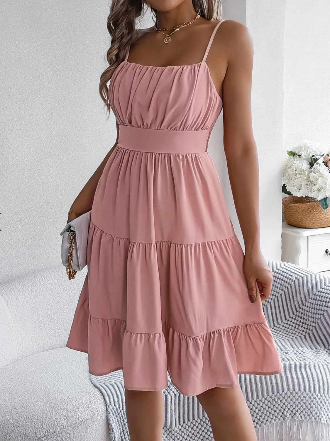 Smocked Back Tiered Cami Dress (4)