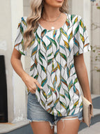 Floral Print Short Sleeve Blouse (21)