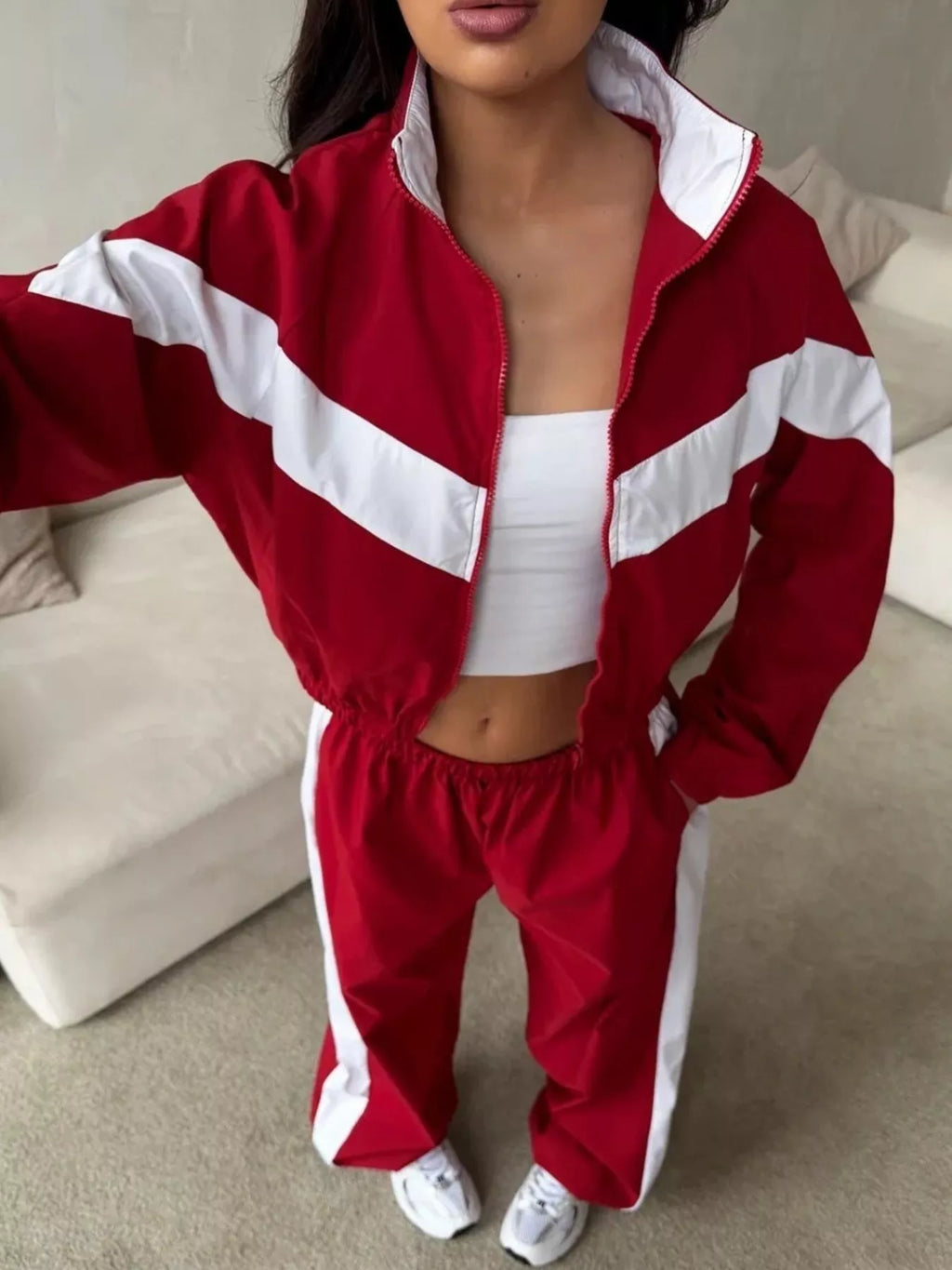 Block Zip Up Outerwear Pants Set (8)