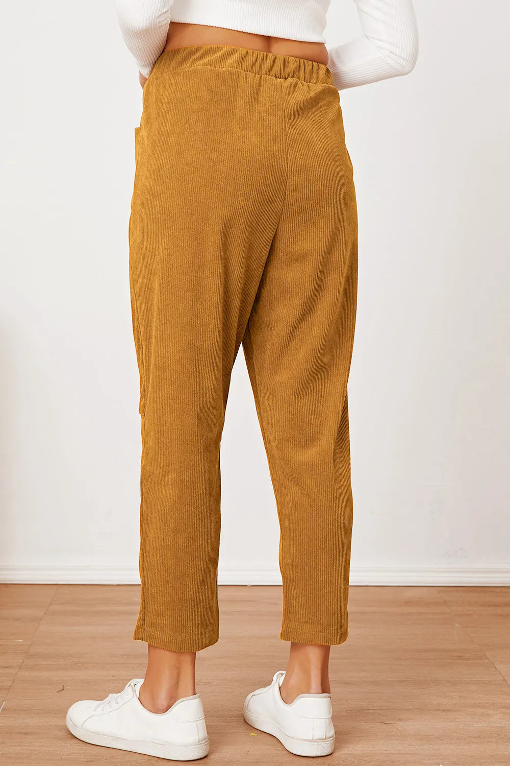 Pocketed Elastic Waist Pants (16)