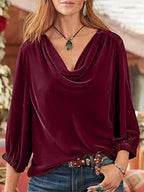 Cowl Neck Three-quarter Sleeve Top (9)