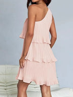 Layered Single Shoulder Mini Dress (28)