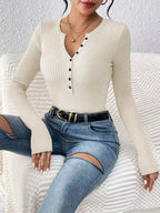 Ribbed Knit Button Front Top (23)