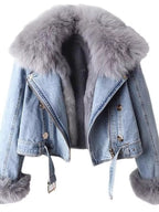 Full Size Faux Fur Collar Denim Jacket Plus (6)