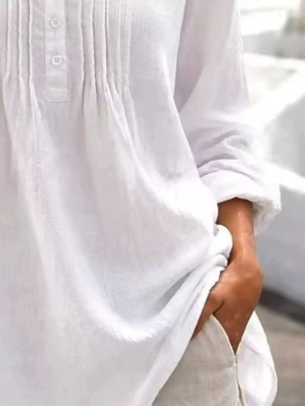 Casual Button Detail Long Sleeve Linen Shirt (15)