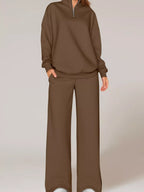 Half-zip Sweatshirt Wide-leg Sweatpants Set (4)