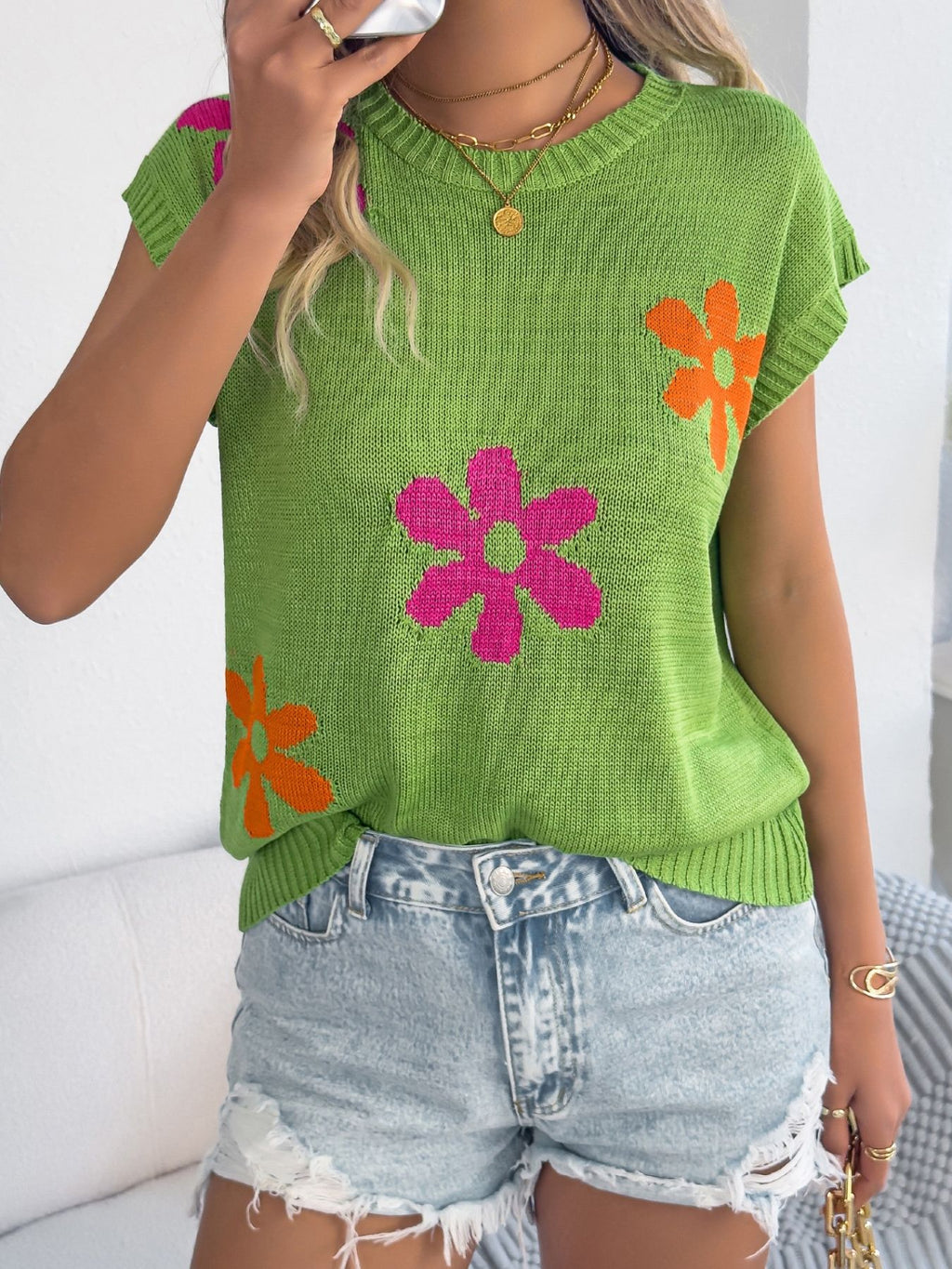 Flower Round Neck Sweater (7)
