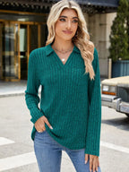Ribbed Johnny Collar Long Sleeve T-shirt (21)