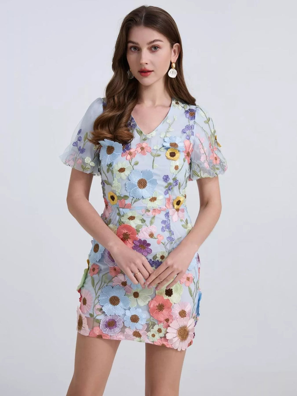 Floral Puff Sleeve Mini Dress (9)