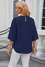 Round Neck Slit Half Sleeve Top (28)