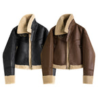 Stand Collar Fur Integrated Lamb Short Coat photo 1